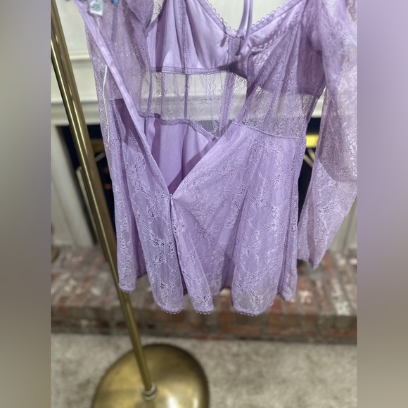 Coquette Lavender Lace Romper – Urban Outfitters NWT Babydoll Corset Sheer S - Picture 6 of 10